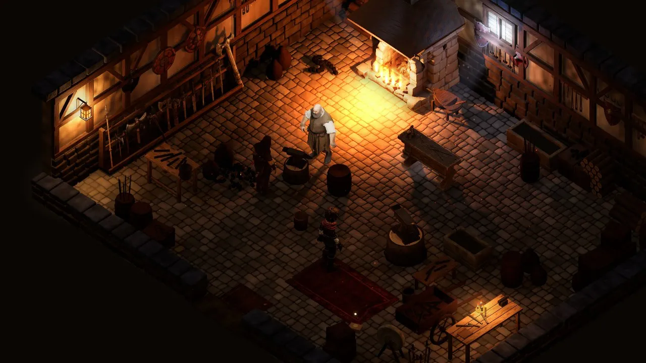 Bram at his anvil in the forge