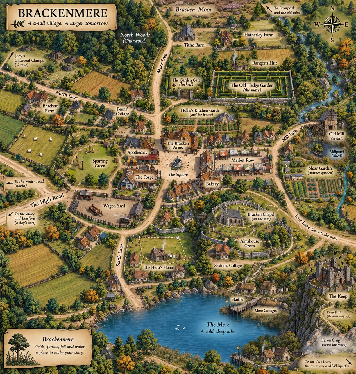Nick's painted map of Brackenmere