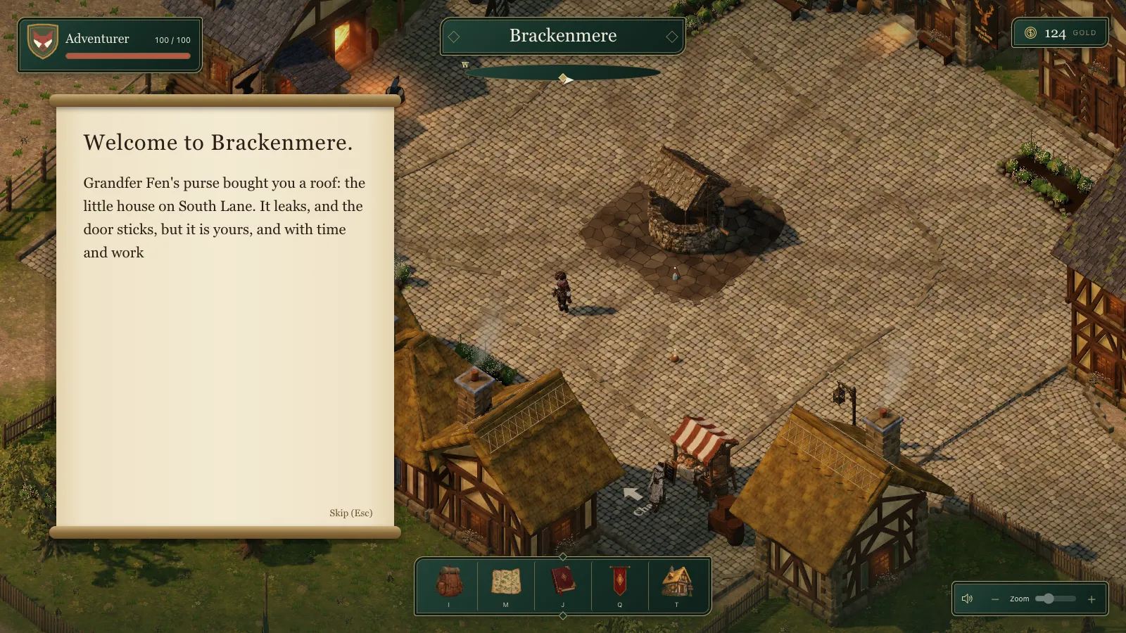 The welcome scroll over the village square, its words inking in