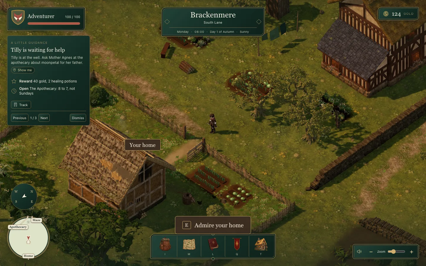 The HUD before, with an icon-only dock along the bottom