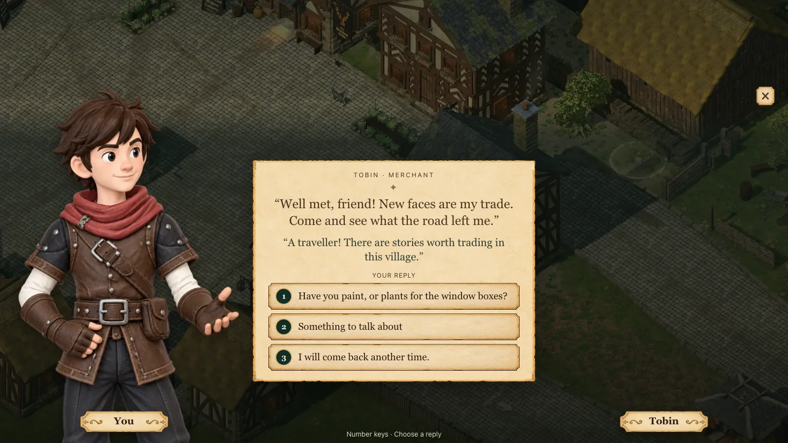 Tobin before the round, with an ordinary greeting and no hearts