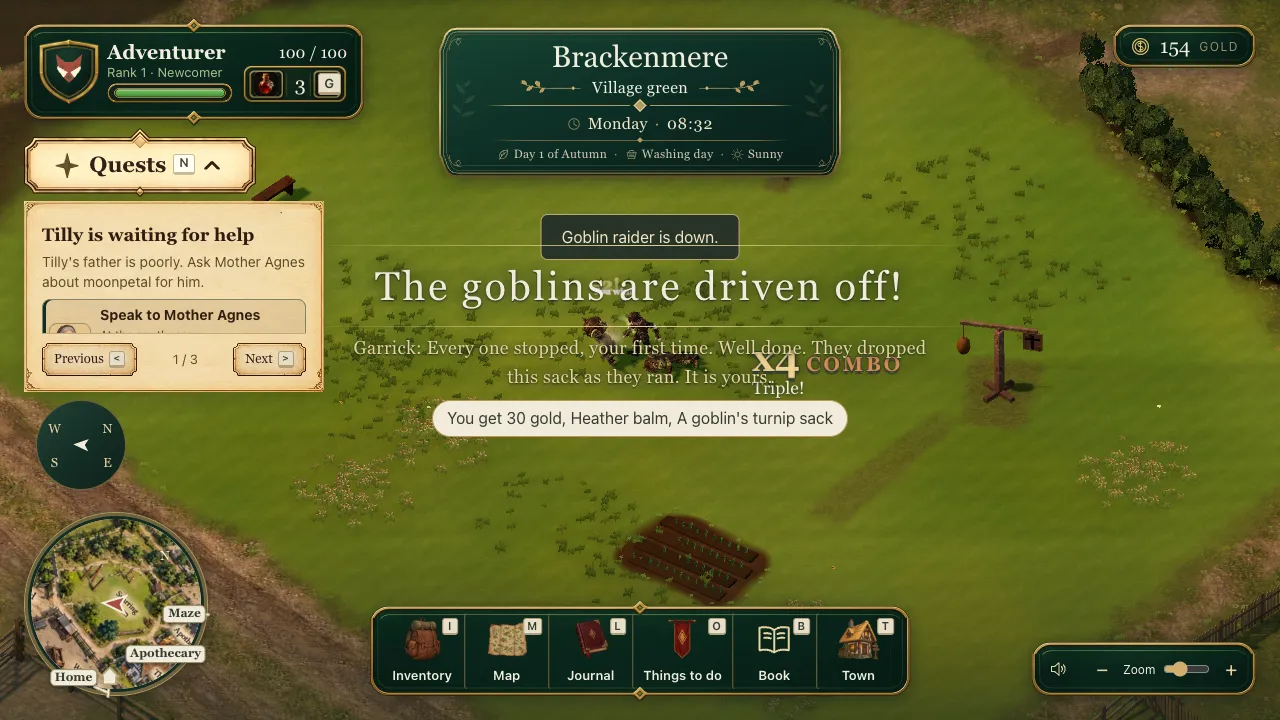 The end of a raid, with Garrick's thanks and the rewards