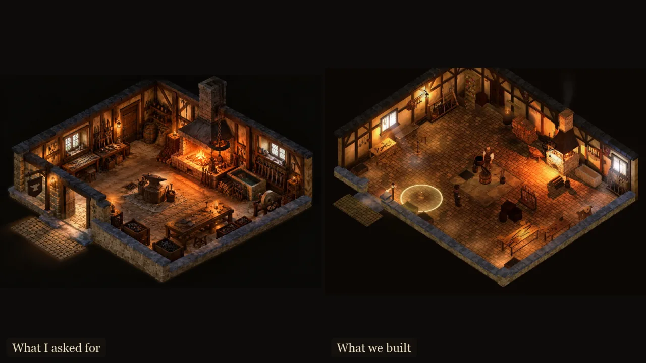 The Forge reference beside the rebuilt Forge